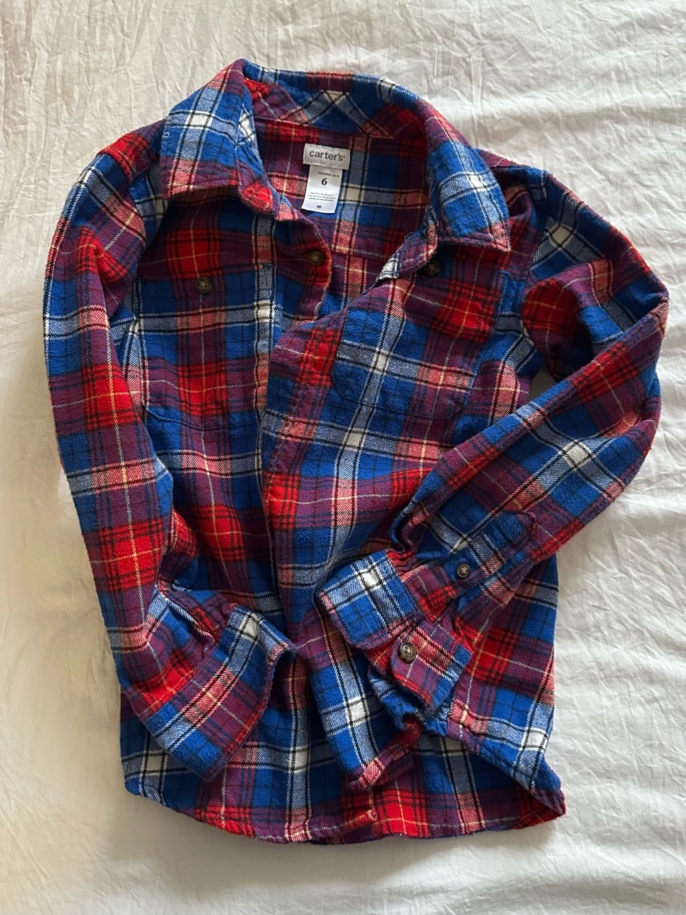 Carter's Red, Blue & White Plaid Button-Down Shirt
